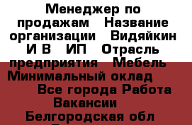 Менеджер по продажам › Название организации ­ Видяйкин И.В., ИП › Отрасль предприятия ­ Мебель › Минимальный оклад ­ 60 000 - Все города Работа » Вакансии   . Белгородская обл.,Белгород г.